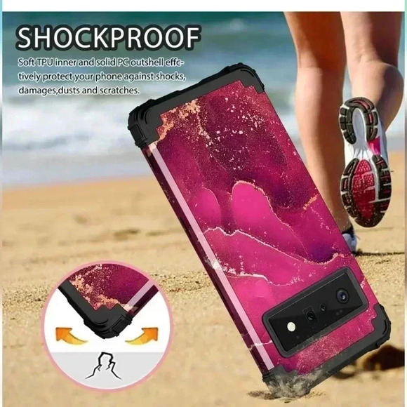 Google Pixel 6 Pro Case,Heavy Duty Shockproof Protection Wine Red (New) - Picture 11 of 16